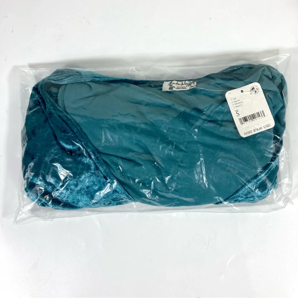 Free People Top Free People Don't You Wish Velvet Bodysuit S Deep Teal - Picture 8 of 14